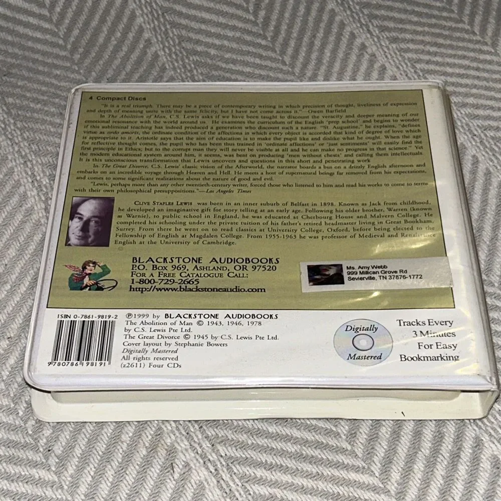 The Abolition Of Man & Great Divorce Audiobook C.S. Lewis‎ Blackstone A1